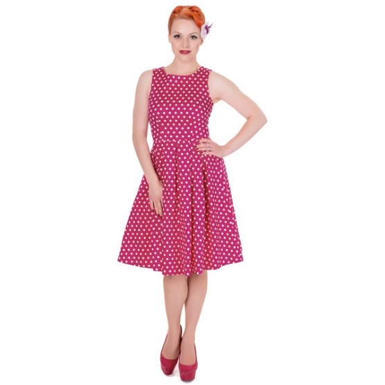 Retro &scaron;aty Dolly and Dotty Lola Fuchsia Polka