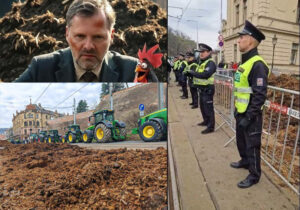 Praha, Protesty, Zemědělci, Blokáda, Magistrála, Policie, Petr, Fiala, vláda, demonstrace, traktor, hnůj, účad, ministr